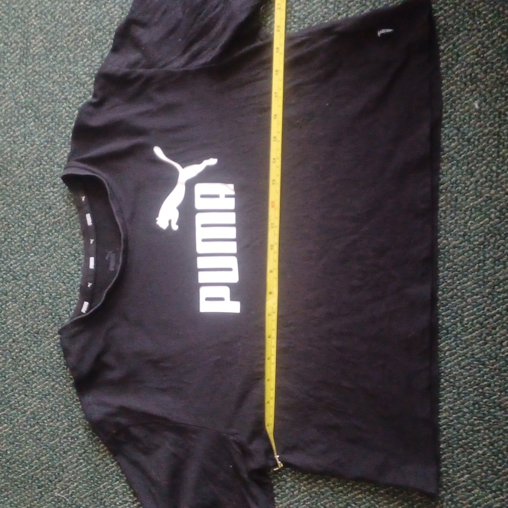 Puma Black Crop Top with white Puma Logo Cropped Tee Women's size L - Picture 6 of 16